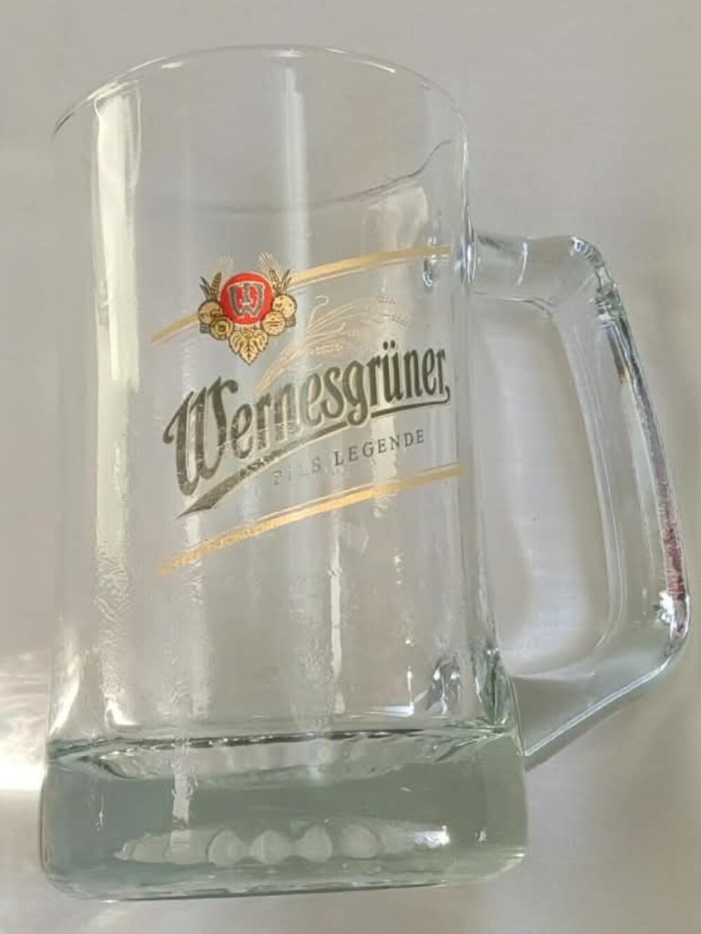 Wernesgrüner vintage beer mug or glass, featuring the German brewery's logo